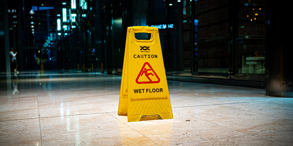 Slip and fall accidents can happen on wet floors